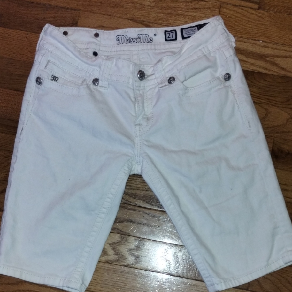 Miss Me White Denim Shorts
